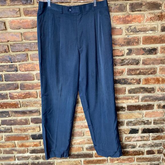 Vanetti Navy Blue Pleated Front Chino Pants Men's Size 36L 36x32 - Picture 1 of 5